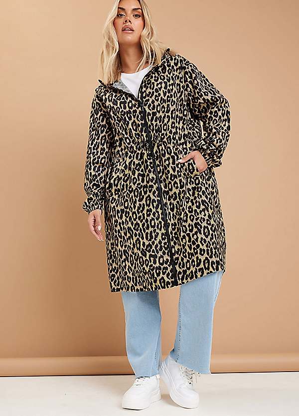 Yours Curve Leopard Print Longline Parka Jacket Freemans