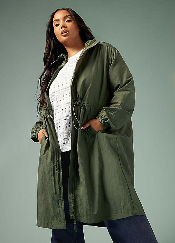 Yours Curve Lightweight Longline Parka Jacket Freemans