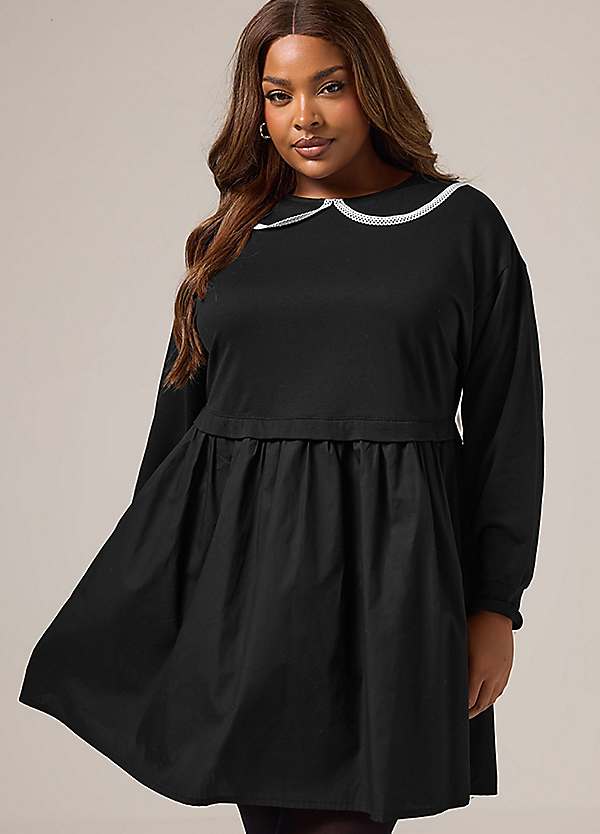 Yours Curve Poplin 2-In-1 Jumper Dress | Freemans Yours Curve Poplin 2-In-1 Jumper Dress | Freemans