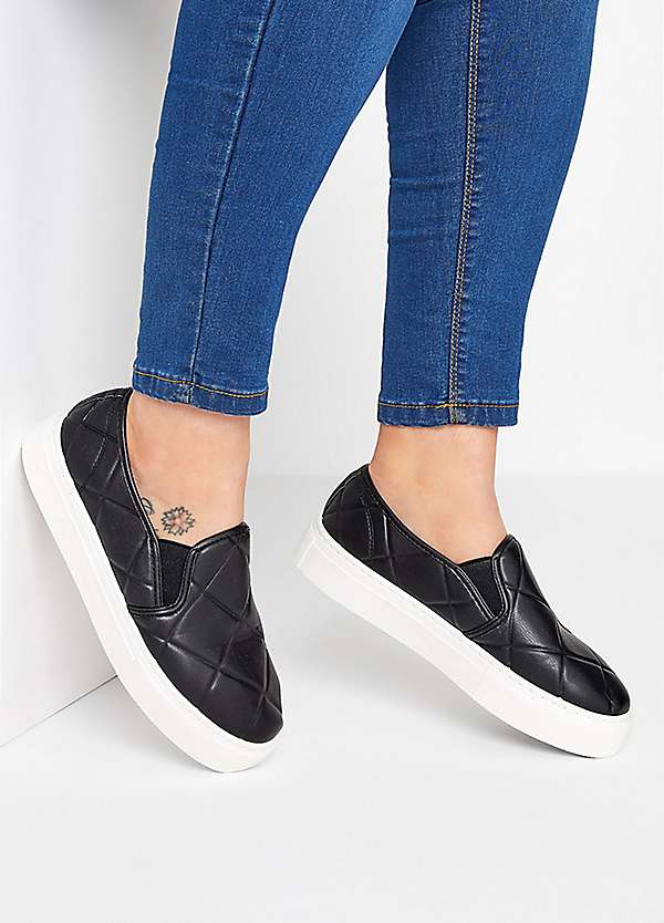 Yours Extra Wide EEE Fit Quilted Slip-On Trainers Freemans