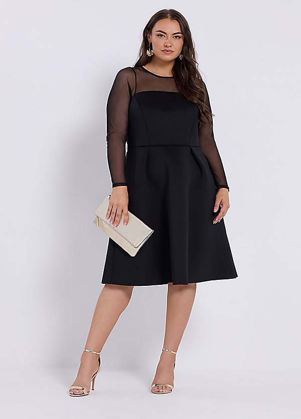 Yours London Curve Mesh Sleeve Skater Dress