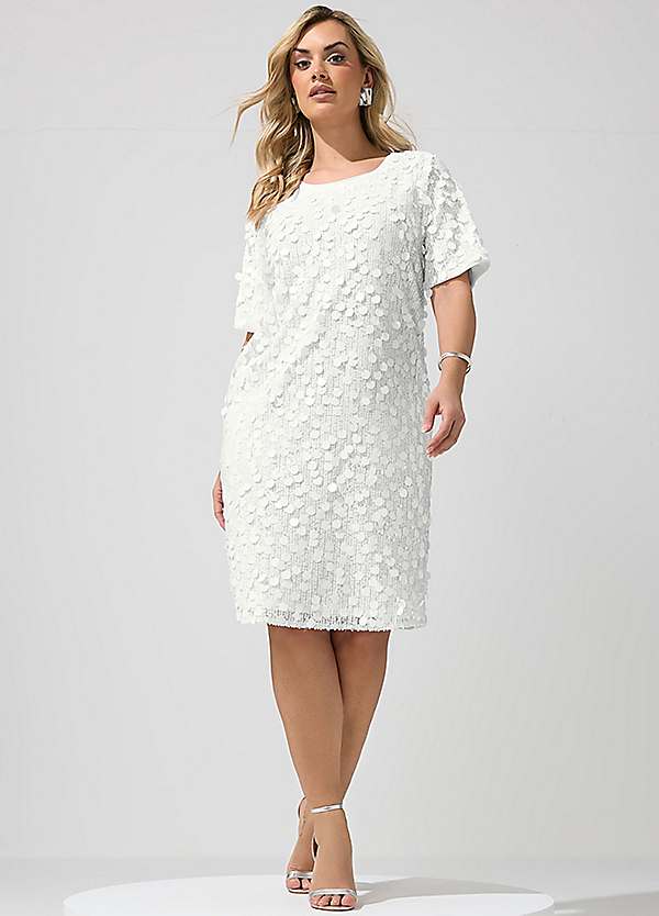 glitter mesh long sleeve dress Curve Mackenzie Flared Sleeve Sequin Mini-Dress main image 1
