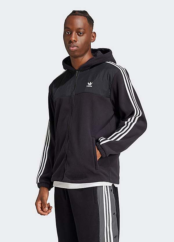 Adidas originals firebird black three stripe jacket in black best sale