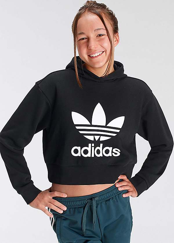 Black adidas crop hoodie best sale