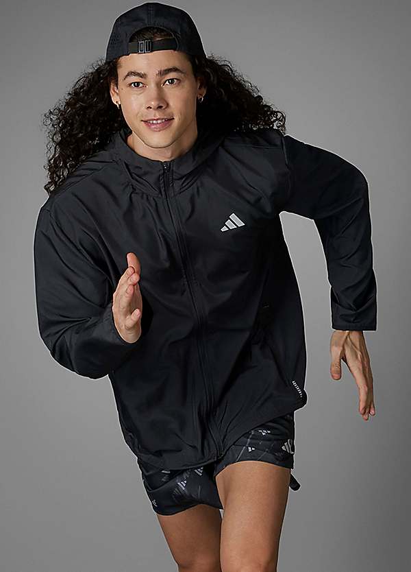 Adidas black windbreaker mens online