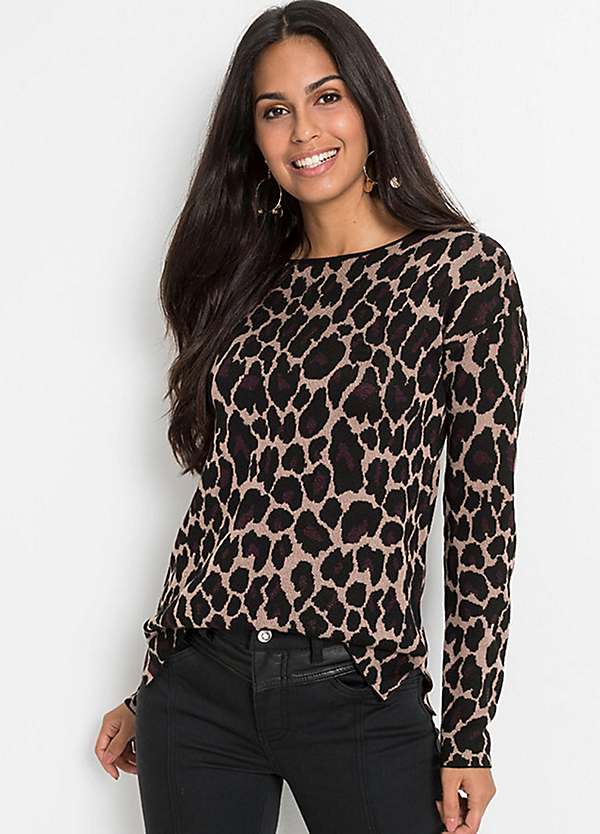 Ladies leopard print jumper hotsell