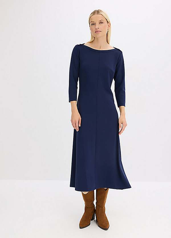 bonprix Button Shoulder Jersey Midi Dress | Freemans
