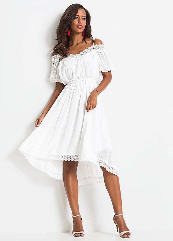 bonprix Cold Shoulder Lace Trim Dress bonprix Cold Shoulder Lace Trim Dress