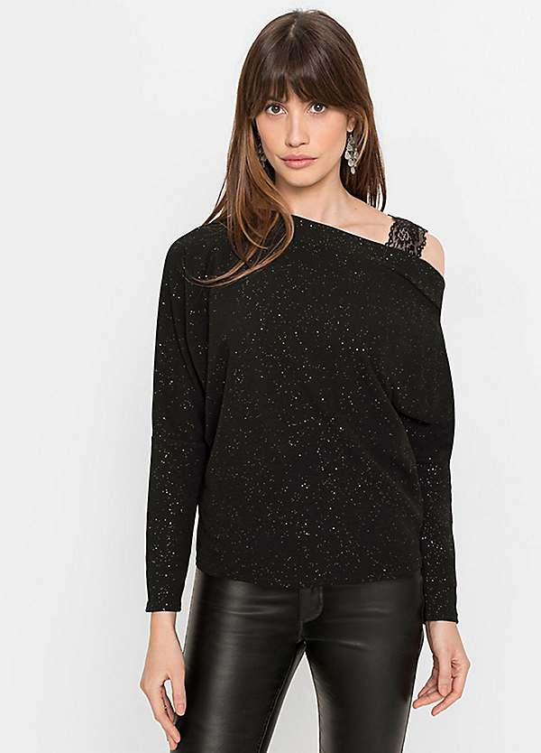 bonprix Cold Shoulder Sparkly Top