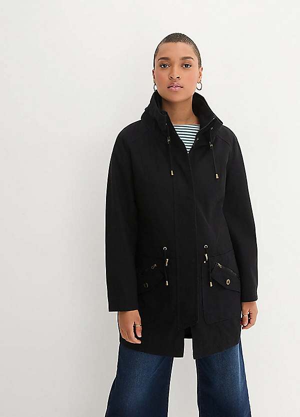 Black cotton parka womens hotsell