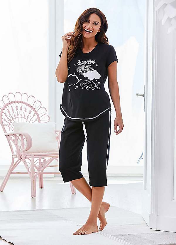 Cotton cropped pyjamas ladies sale