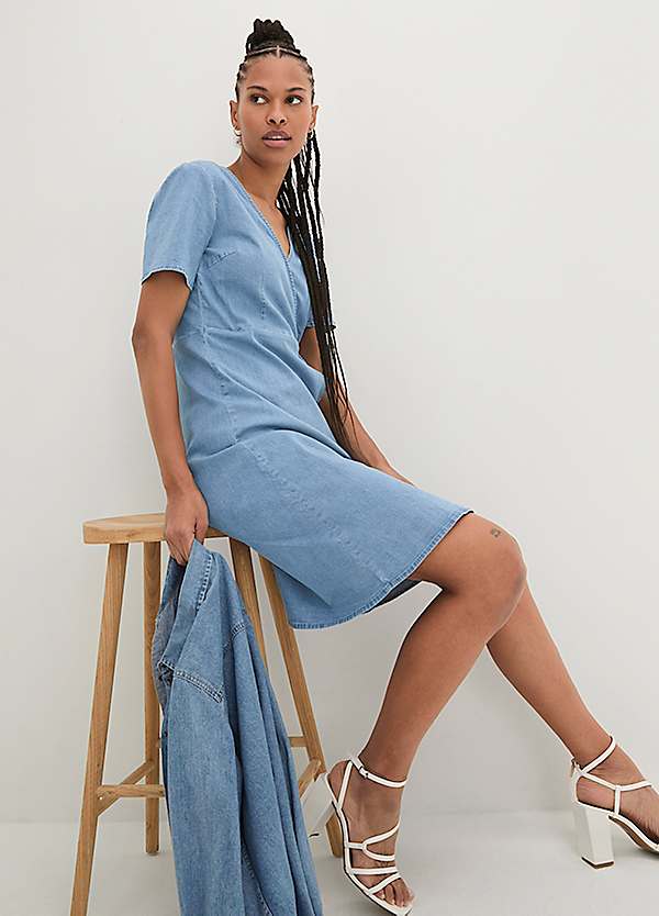 Denim wrap dress online