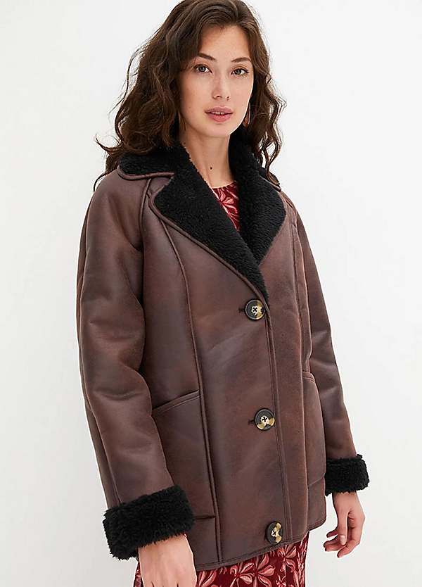 Fake sheepskin coat womens best sale