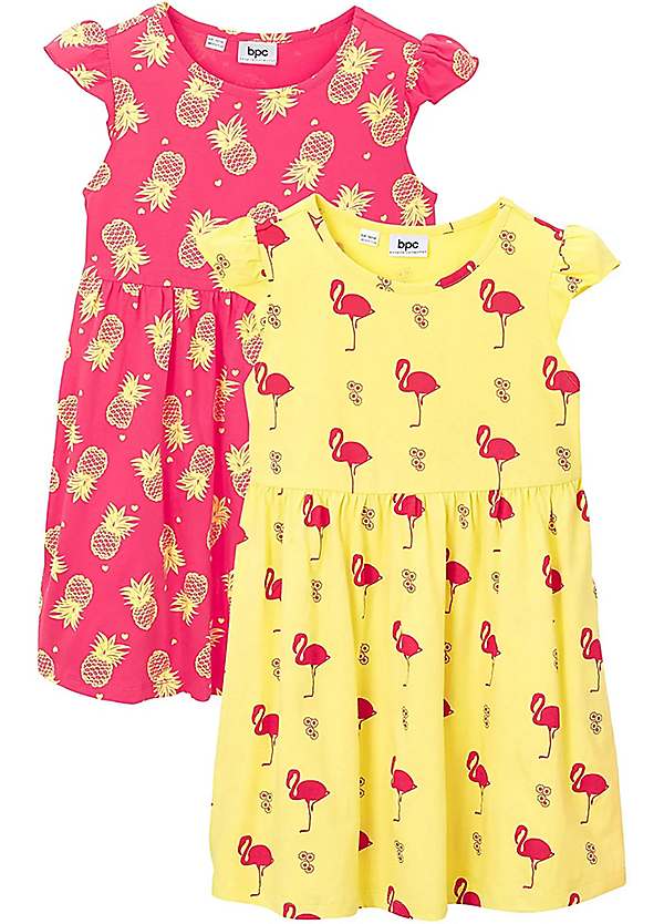 bonprix Kids Pack of Printed Jersey Midi Dresses Freemans