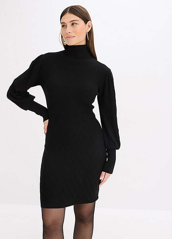 bonprix Knitted Polo Neck Dress | Freemans