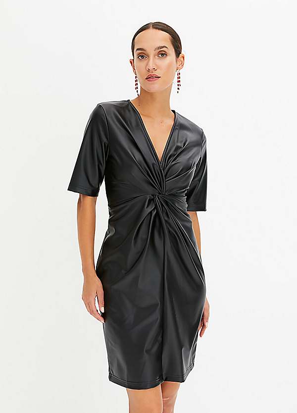 bonprix Knotted Faux Leather Short Sleeve Dress | Freemans