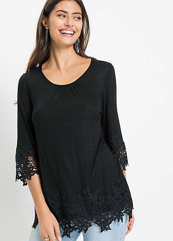 bonprix Lace Trim Tunic Top | Freemans