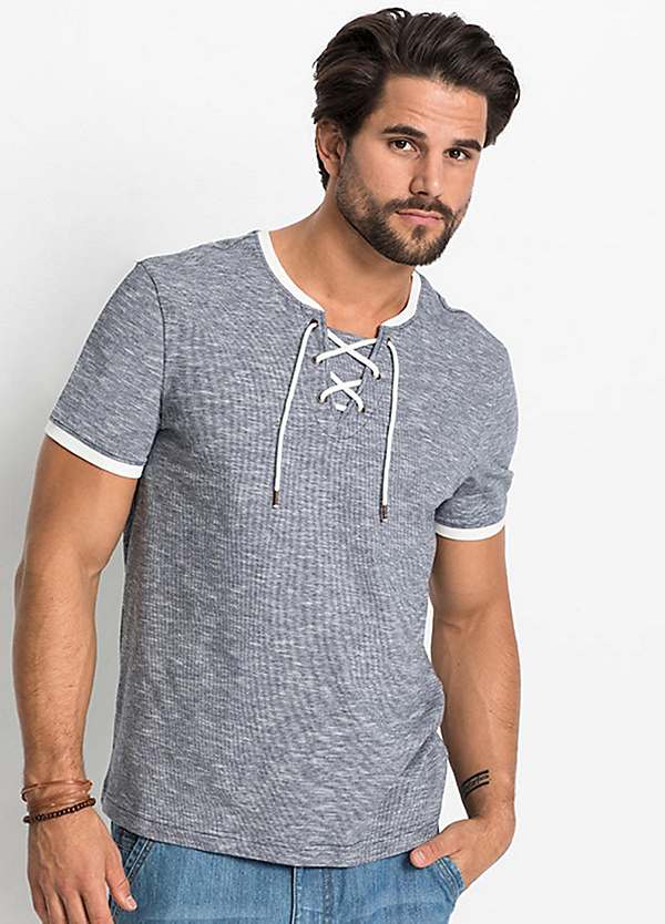 トップス draw drawers Lace Boat Neck T-shirts bonprix Lace-Up T-Shirt | Freemans