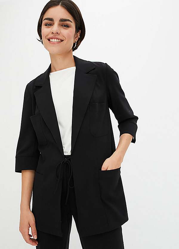 Black blazer longline hotsell