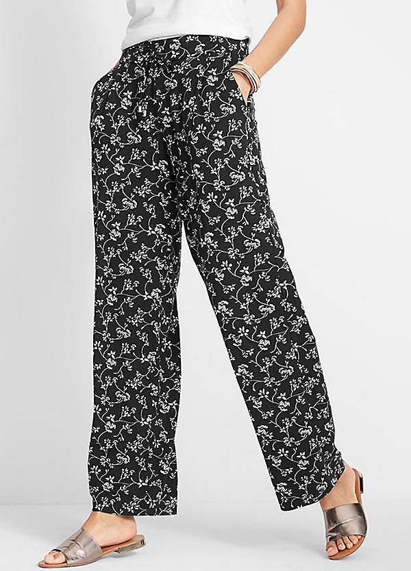 Palazzo Pant  Black/Sand Damask