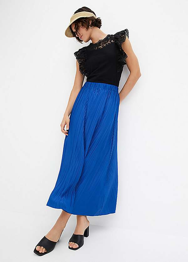 bonprix Pleated Jersey Maxi Skirt Freemans