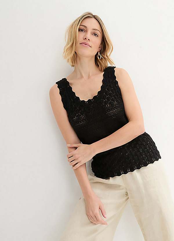 bonprix Pointelle Knit Tank Top Freemans