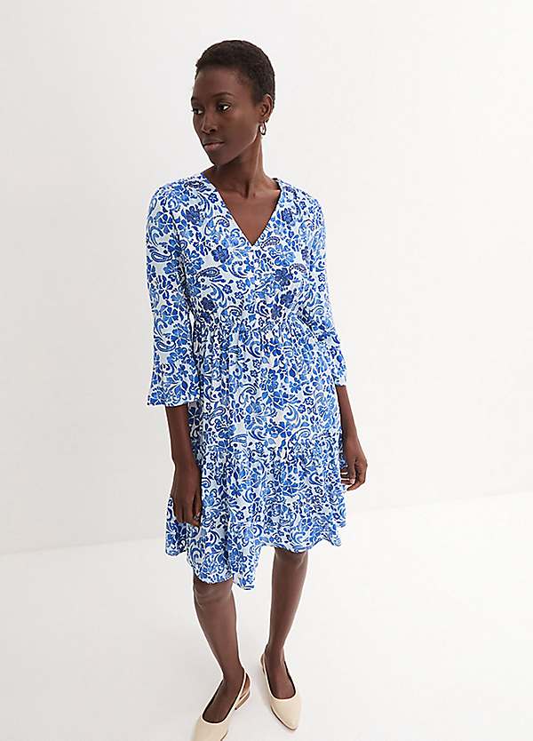 bonprix Printed V-Neck Tunic Dress | Freemans
