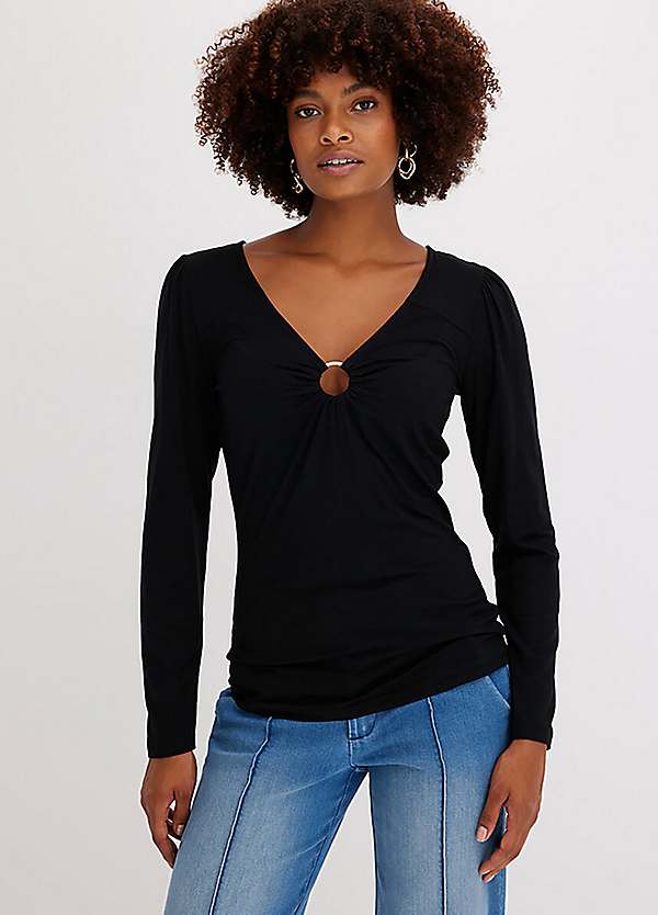bonprix Ring Detail V-Neck Top Freemans