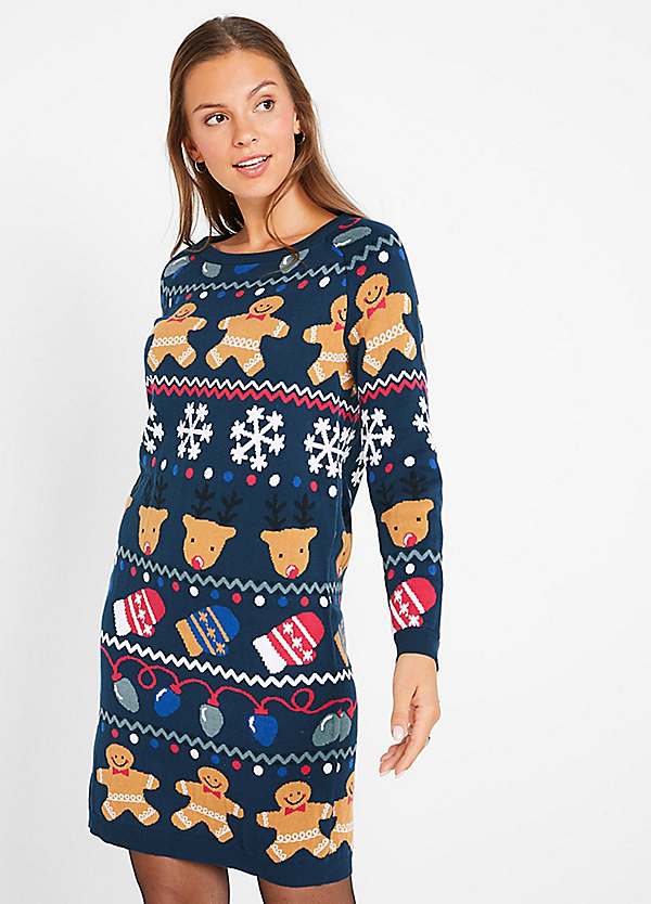 white christmas dresses Born Famous Women's Gingerbread Apron Ugly Christmas Sweater Dress –  Biggybargains main image 0