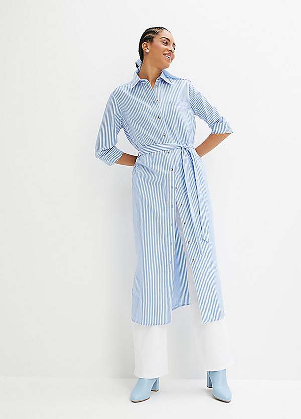 bonprix Stripy Tie Waist Shirt Dress