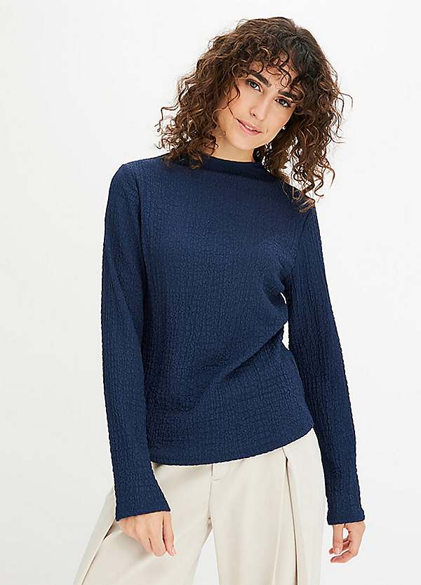 bonprix Turtleneck Textured Jersey Top Freemans