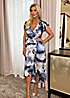 Blue Marble Print Midi Naxi Summer Dress