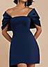 Goddiva Off Shoulder Back Satin Bow Scuba Maxi Dress  - Blush Pink