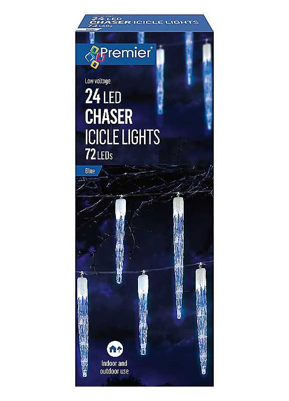 Premier 6.9M / 24 Chaser Icicle Shape Blue Led Christmas Lights Indoor / Outdoor - Image 4