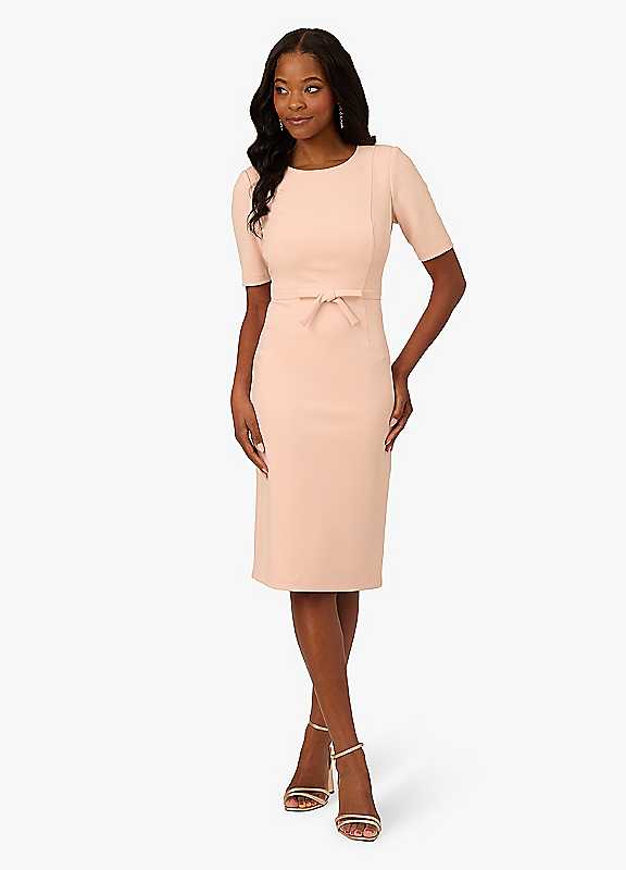 Adrianna Papell Blush Mini Bow Front Sheath Dress