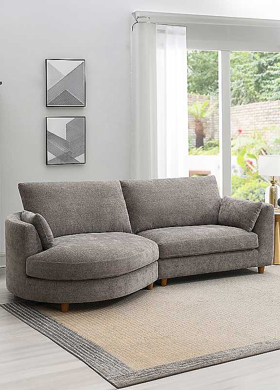 Bushwick 2 Seater Stone Left Hand Facing Chaise Sofa - Image 3
