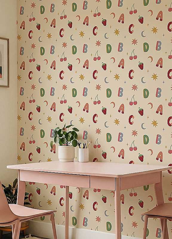 Arthouse Alphafruit Blush Pink & Sage Wallpaper - Image 3