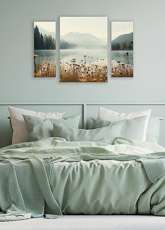 3-In-1 Mountain Lake Canvas Set Blue/Green/Golden Arthouse - Image 3