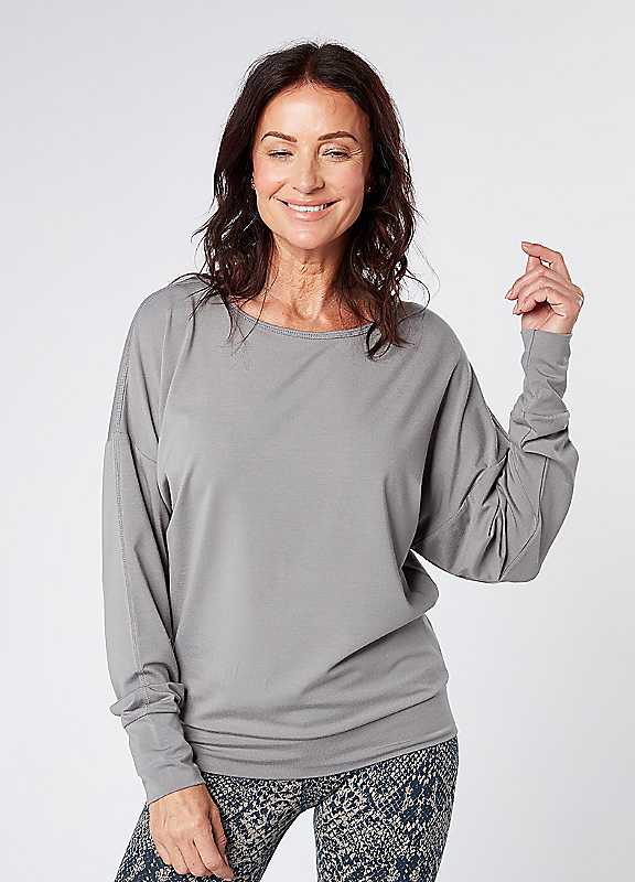 Asquith Grey Long Sleeve Batwing Top Medium