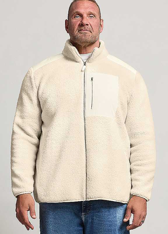 Badrhino Cream Borg Lined Zip Through Jacket
