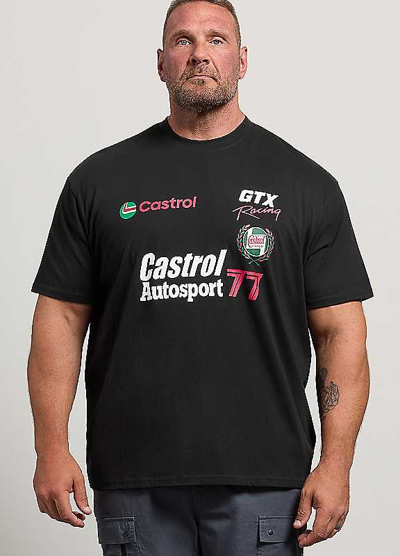 Badrhino Big & Tall Men's Black Castrol T-Shirt - Image 3