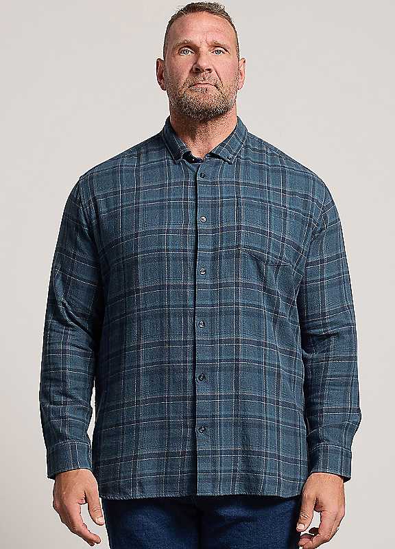 Badrhino Blue Check Long Sleeve Shirt