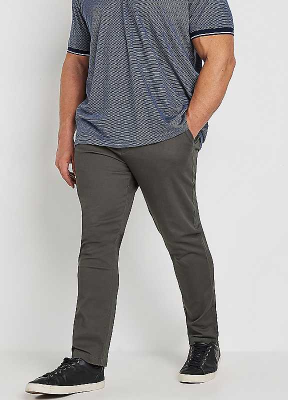 Badrhino Men's Grey Slim Fit Chino Trousers In | Size: 48S - Image 2
