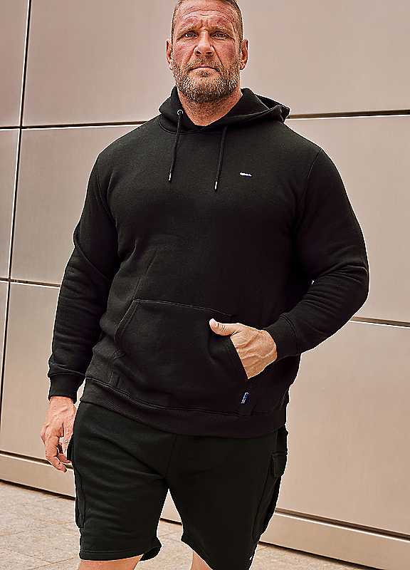 Badrhino Men's Black Essential Drawstring Hoodie In | Size: 1XL - Image 3