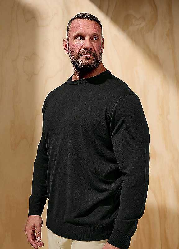 BadRhino Big & Tall Crew Neck Knitted Jumper, Black, Size 4Xl, Men - Image 3