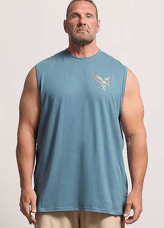 Badrhino Blue Eagle Graphic Extra Long Muscle Vest - Image 2