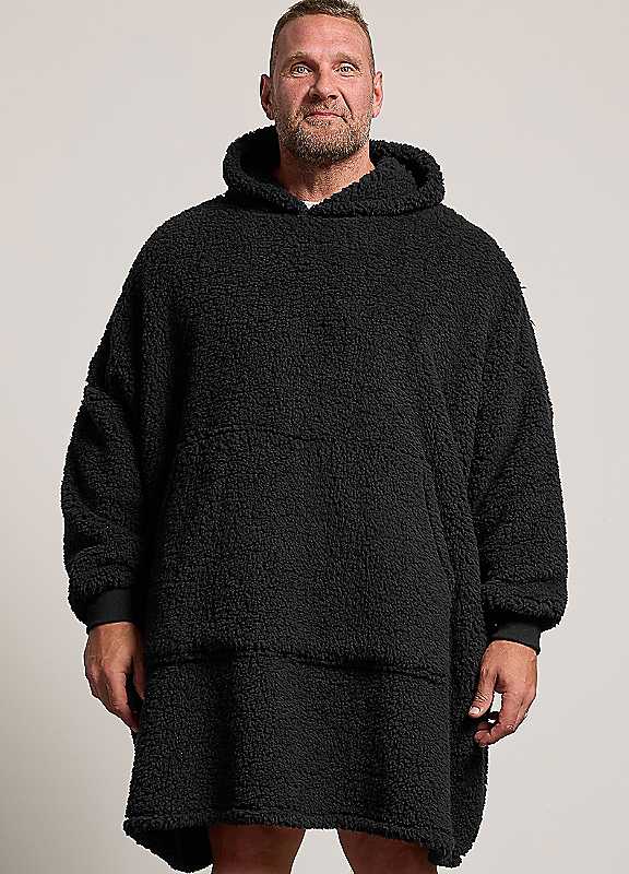Badrhino Men's Black Fleece Blanket Hoodie In | Size: 4XL-5Xl - Image 3