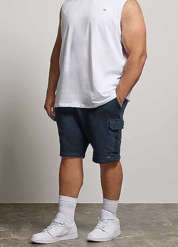 Badrhino Men's Dark Navy Jersey Cargo Shorts In | Size: Large - Image 3