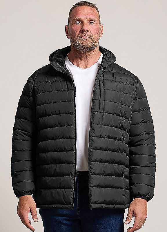 Badrhino Black Lightweight Hooded Puffer Jacket