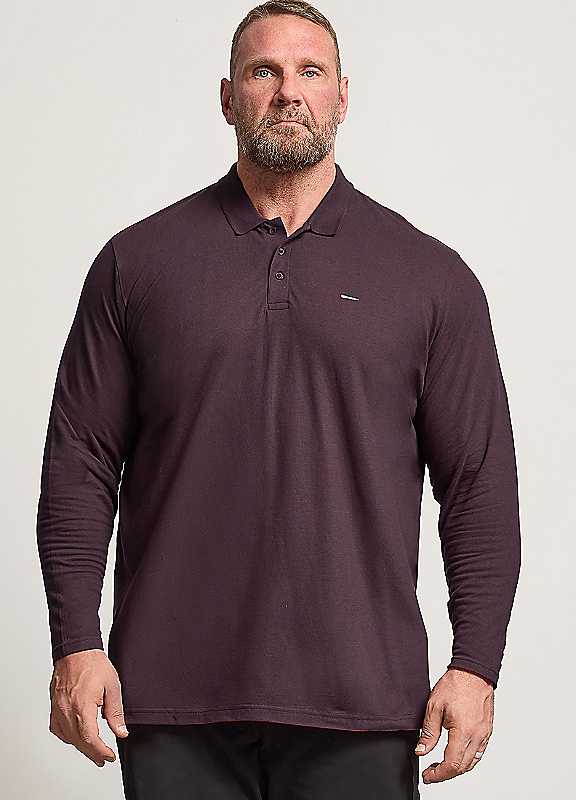 Badrhino Men's Red Long Sleeve Polo Shirt In | Size: 7-8Xl - Image 4